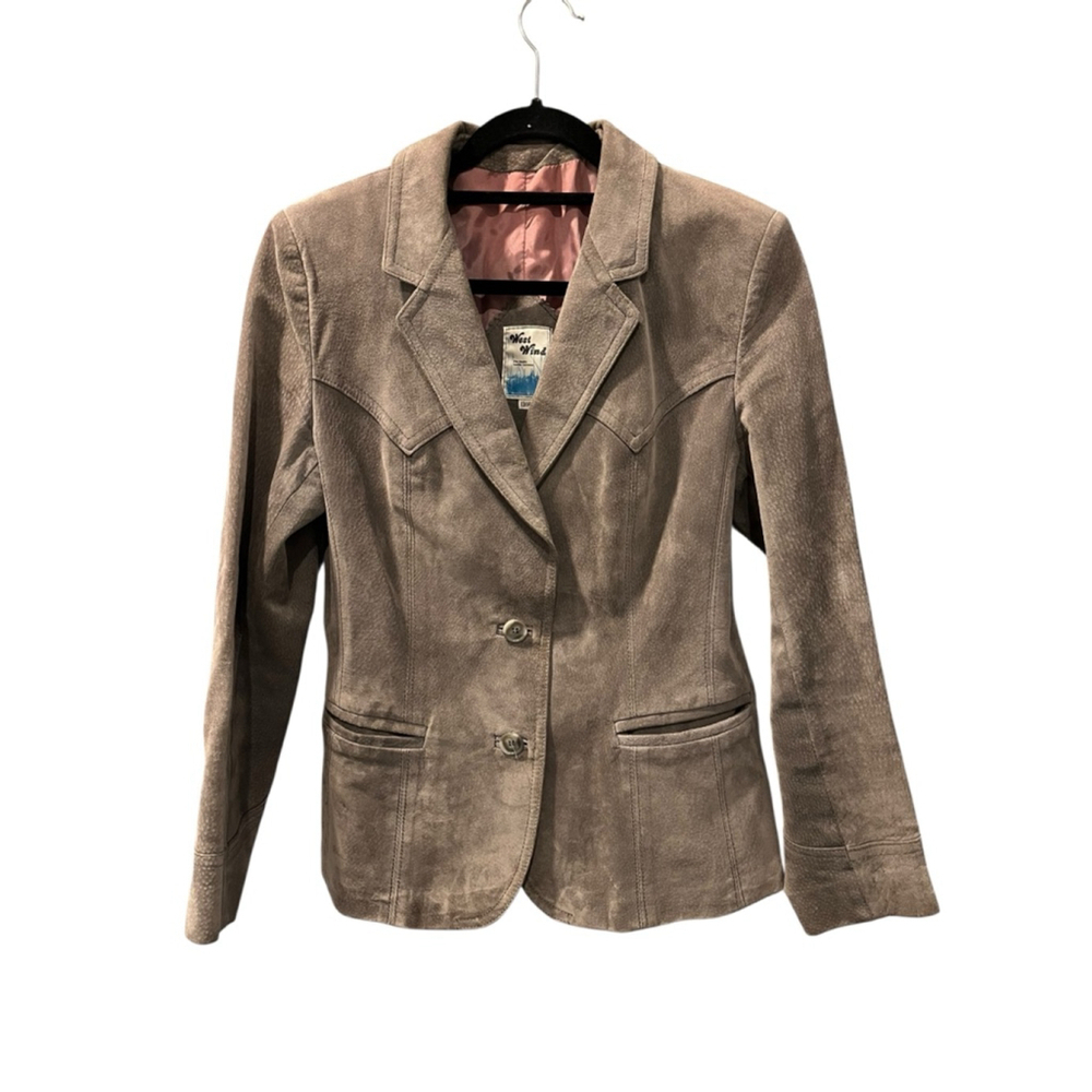 Vintage West Wind Leather Gray Jacket Women's Size 13/14 Lined Pockets Casual